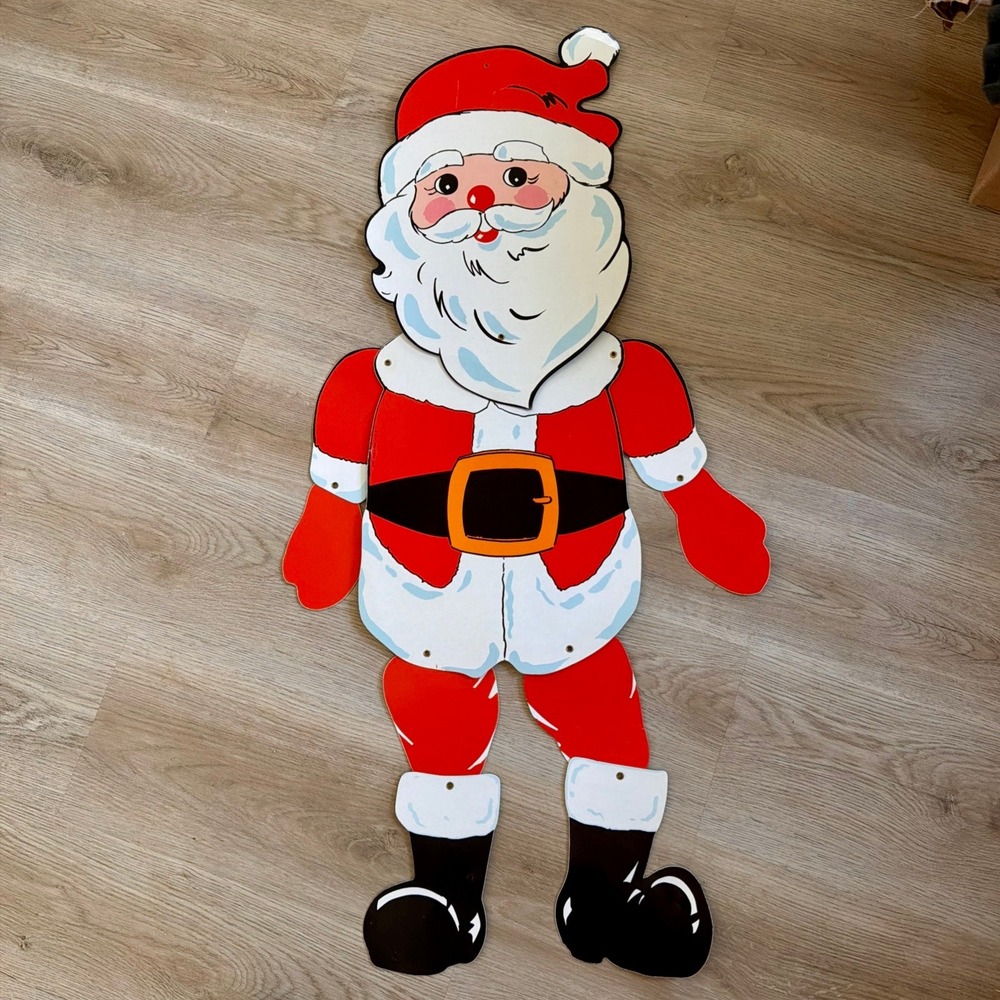 Vintage Jointed Santa Claus Wall Hanging Christmas Decoration Articulated 36in